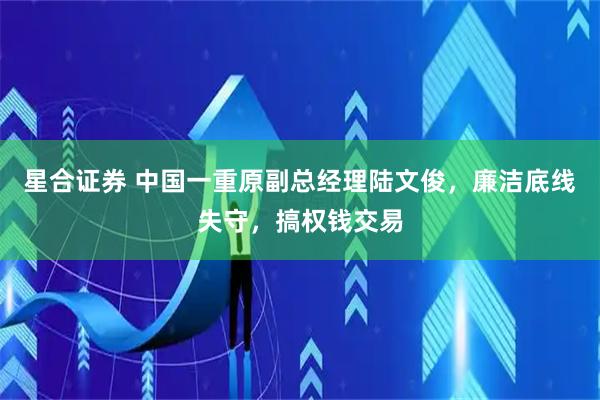 星合证券 中国一重原副总经理陆文俊，廉洁底线失守，搞权钱交易